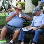 Men sitting in Chapala Plaza