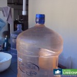 A refilled 20 liter bottle of water