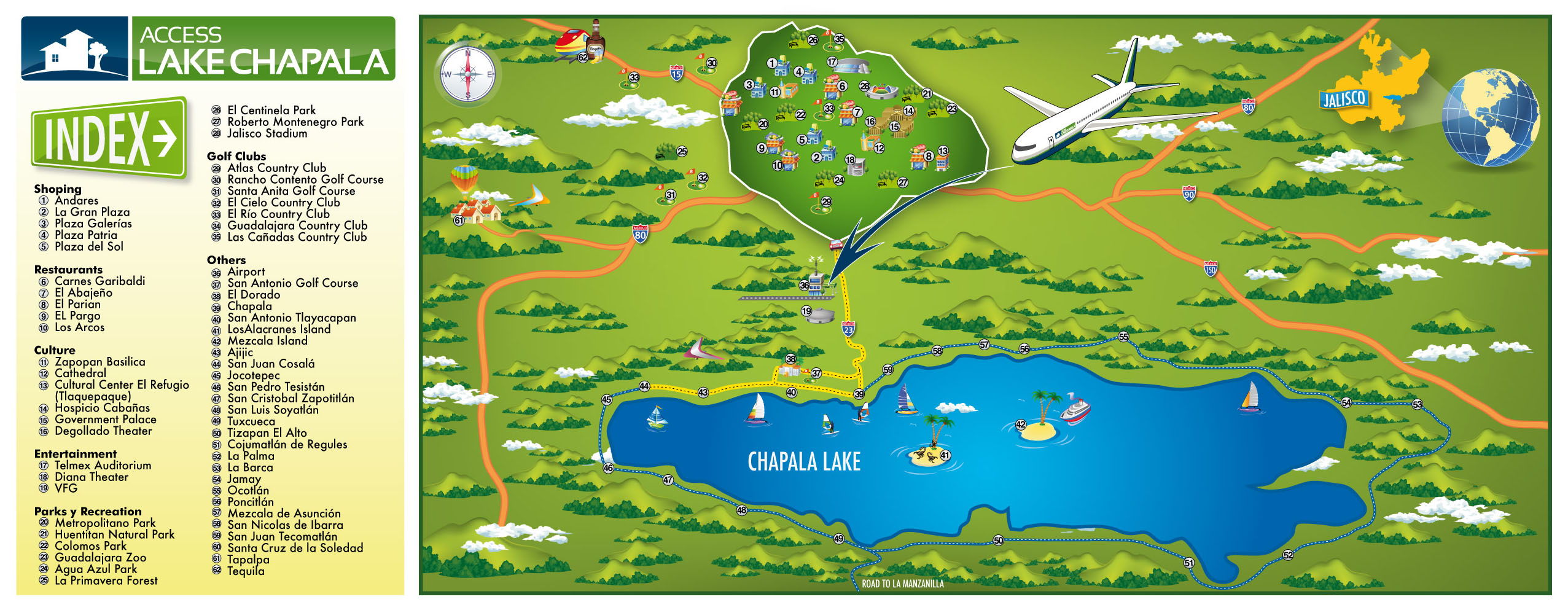 Lake Chapala Mexico Map Interactive Area Map Includes Ajijic