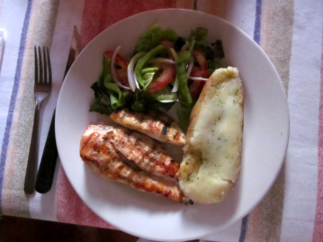 Grilled Chicken with Baked Potato and Green Salad