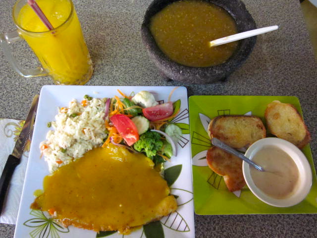 Mango Fish, Mango Water, Rice, Salad