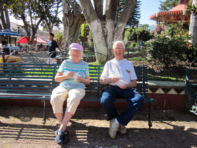 Canadian Couple Enjoying Ice Cream on the Ajijic Plaza
