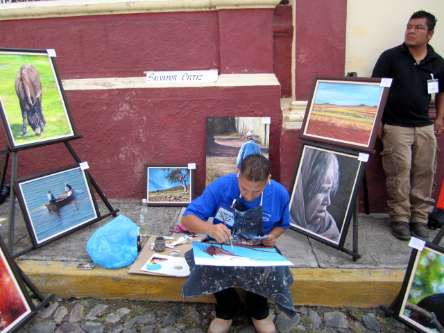 Salvador Ortiz, Working on a Painting