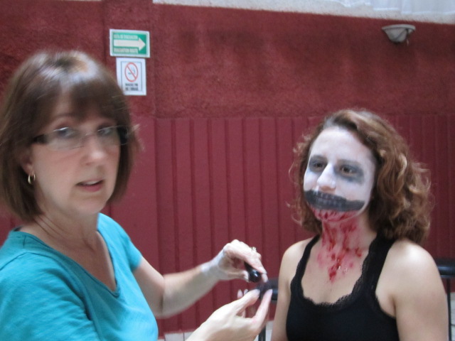 Putting on the face makeup