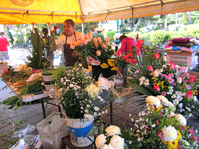 Flower stand in the Chapala Plaza