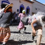 Zayacas throwing flour at the Ajijic Carnaval