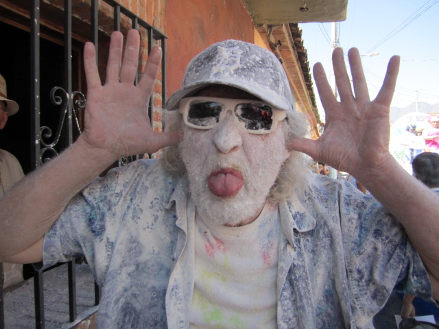 Man with flour on his face