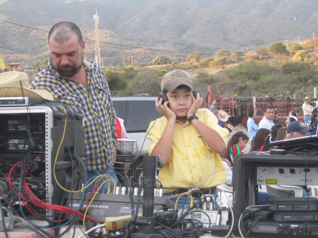 Boy doing sound check