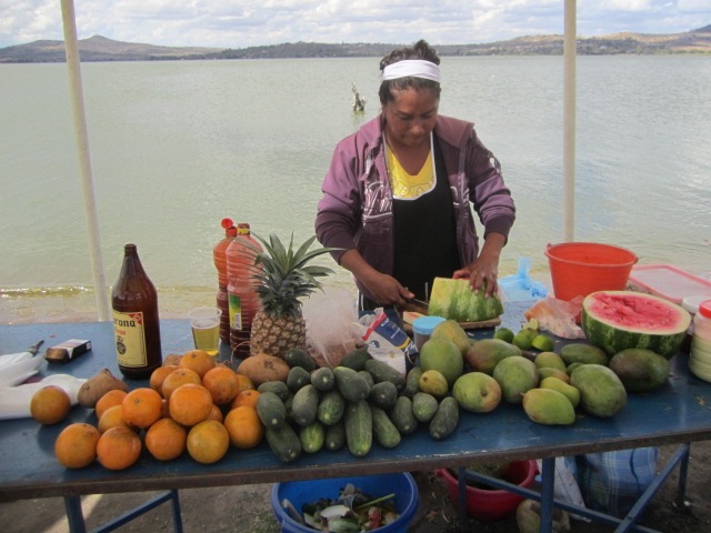 Woman with fruit