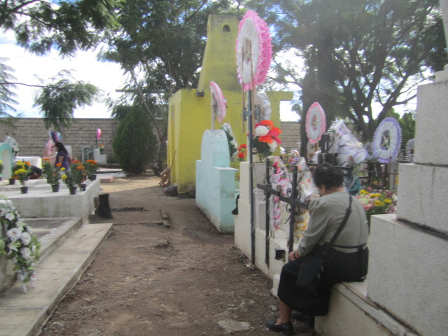 Woman at grave