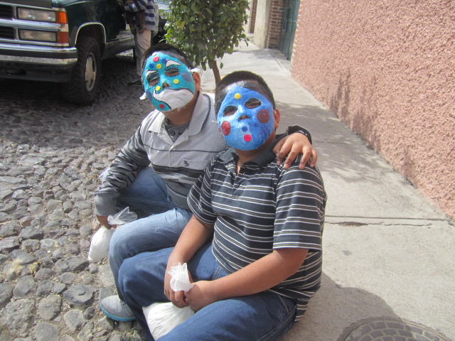 Boys wearing masks