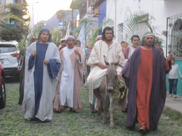 Jesus arriving on a donkey