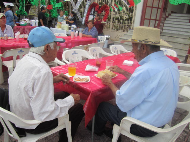 Men at a meal