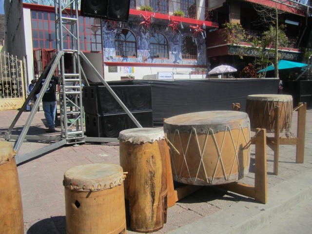 Drums near the stage
