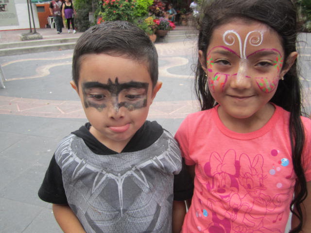 Children with painted faces