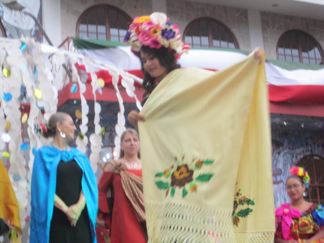 Woman modeling rebozo