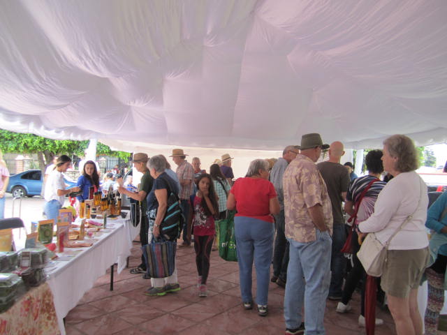 Inside a tent