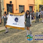 Mexican School Kids holding banner