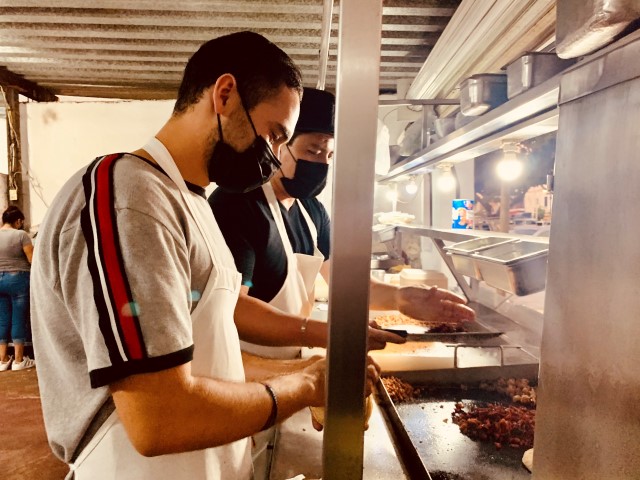 Men preparing Tacos in Chapala Mexico