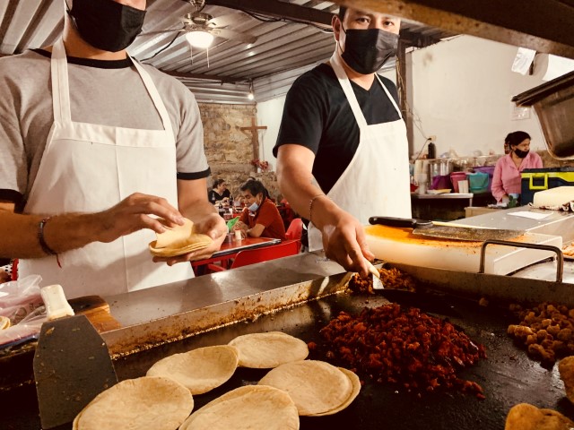 Man at Taco stand in Chapala Mexico